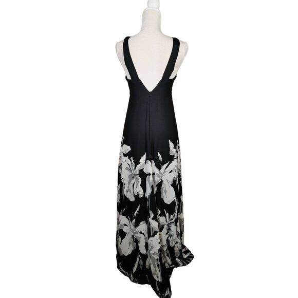 Halston Heritage Iris Print Crepe Halter Split Front Maxi Dress Size 0 - Picture 4 of 12